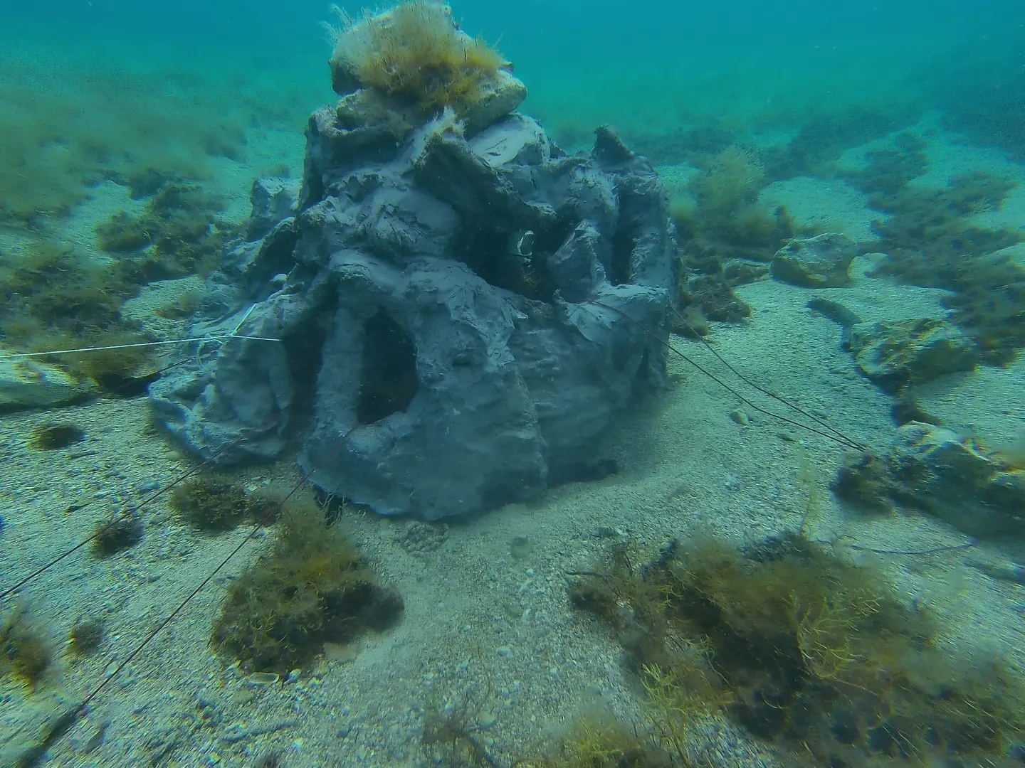 A recycled reef on the seabed of Šimuni Beach on Pag